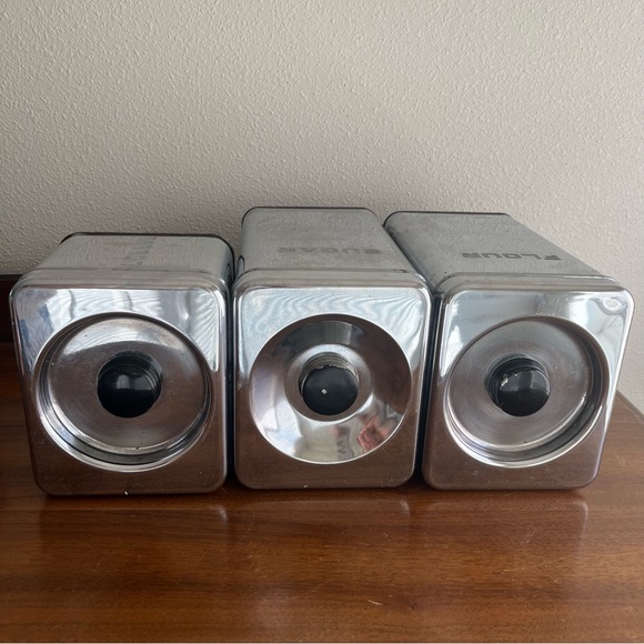 coffee-sugar-flour vintage crome canisters - Picture 2 of 16